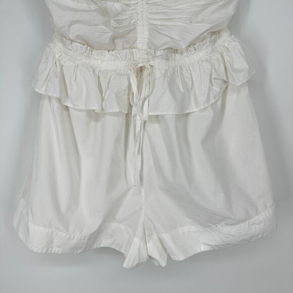 CIRCUS NY Elyse Cotton Halter Romper White Ruffle Pockets New Womens Large - Picture 7 of 9